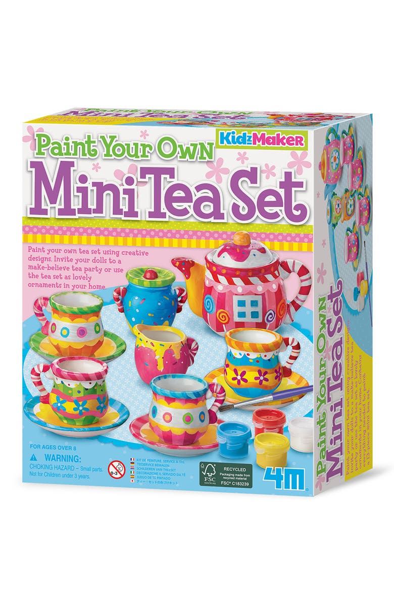 4M KidzMaker, Paint Your Own Mini Tea Set, Main, color, Multicolored