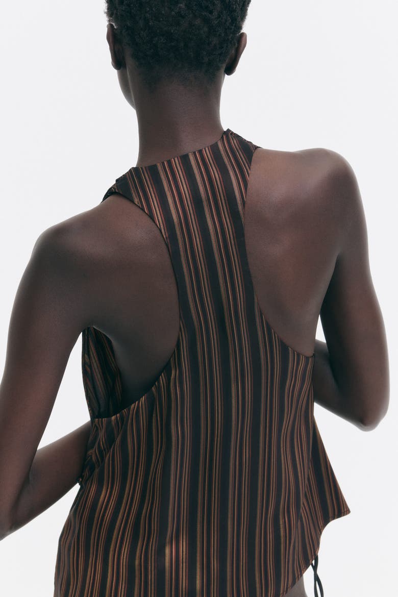 Jacquard-weave Wrap Top, Alternate, color, Dark brown/bright orange