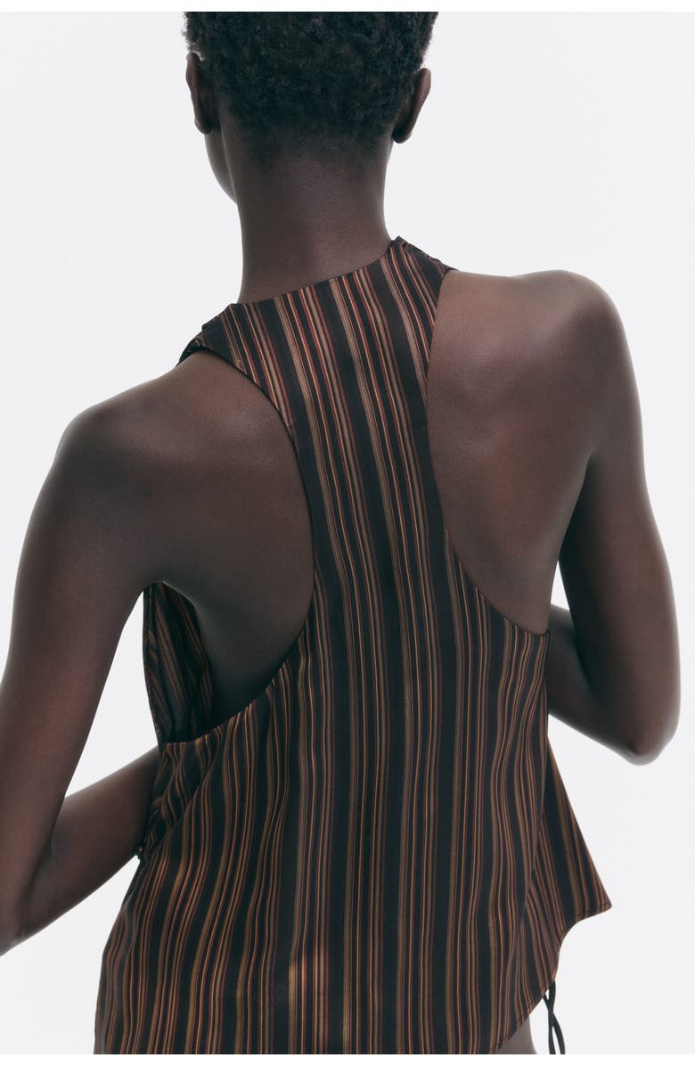 H&M Jacquard-weave Wrap Top, Alternate, color, Dark Brown/Bright Orange
