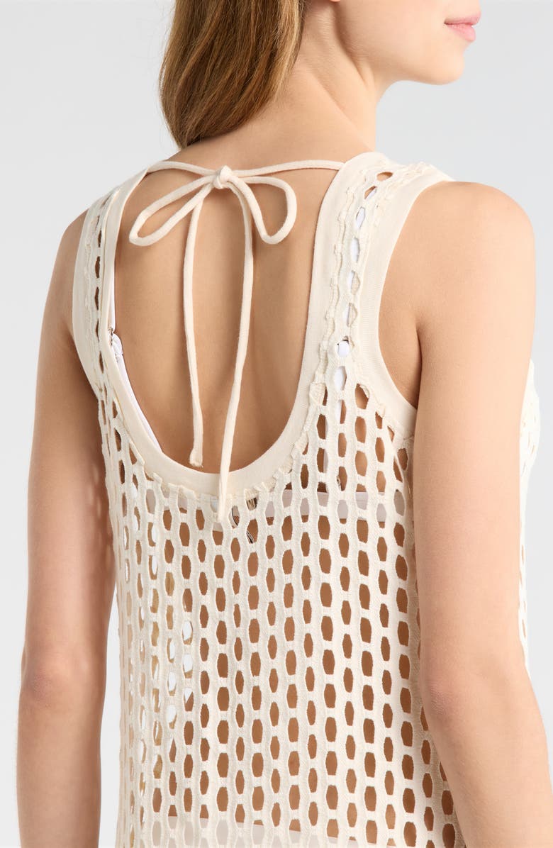 Nordstrom Fringe Open Stitch Cover-Up Dress, Alternate, color, Natural