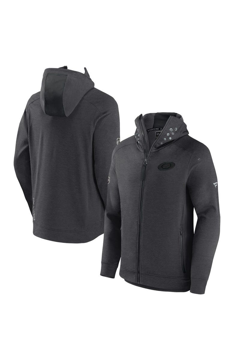 FANATICS Men's Fanatics Branded Heather Charcoal Carolina Hurricanes Authentic Pro Road Tech Full-Zip Hoodie Jacket, Main, color, 