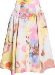 Christopher John Rogers Moonshine Pleated Midi Skirt