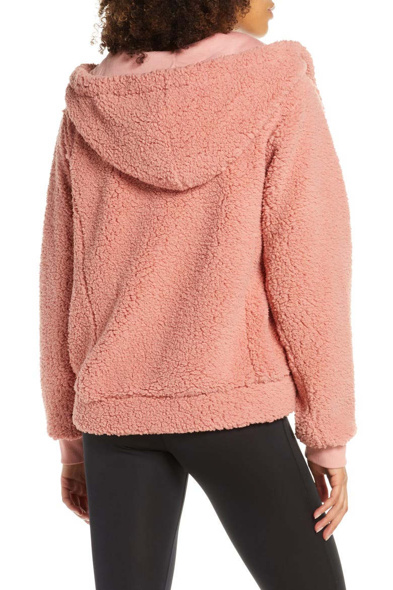 Farrah Hooded Fleece Jacket, Alternate, color, PINK ROSETTE