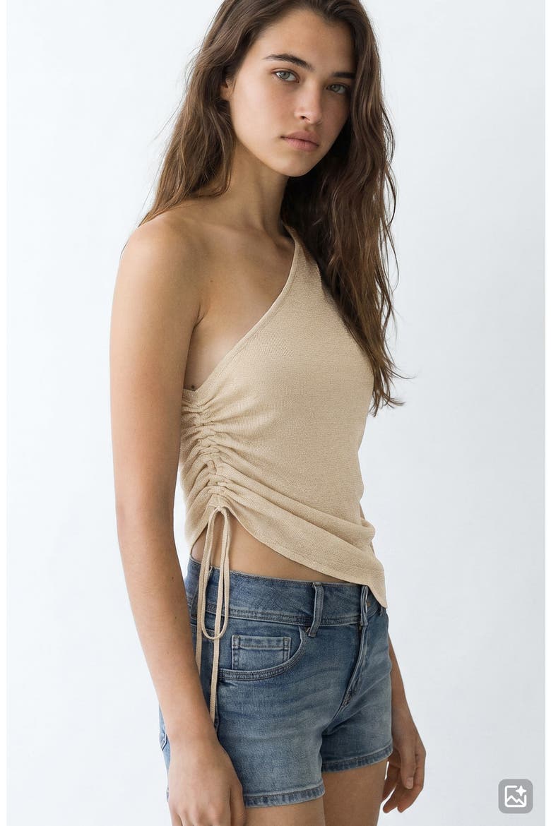 Asymmetric Metallic Sleeveless Top, Main, color, GOLD