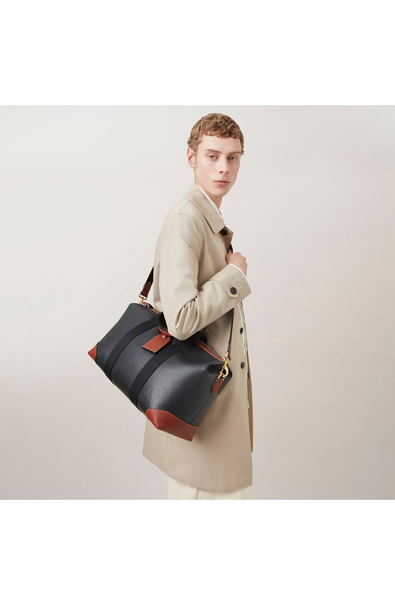 Mulberry Heritage Day Clipper Eco Scotchgrain Duffle, Alternate, color, Black-Cognac