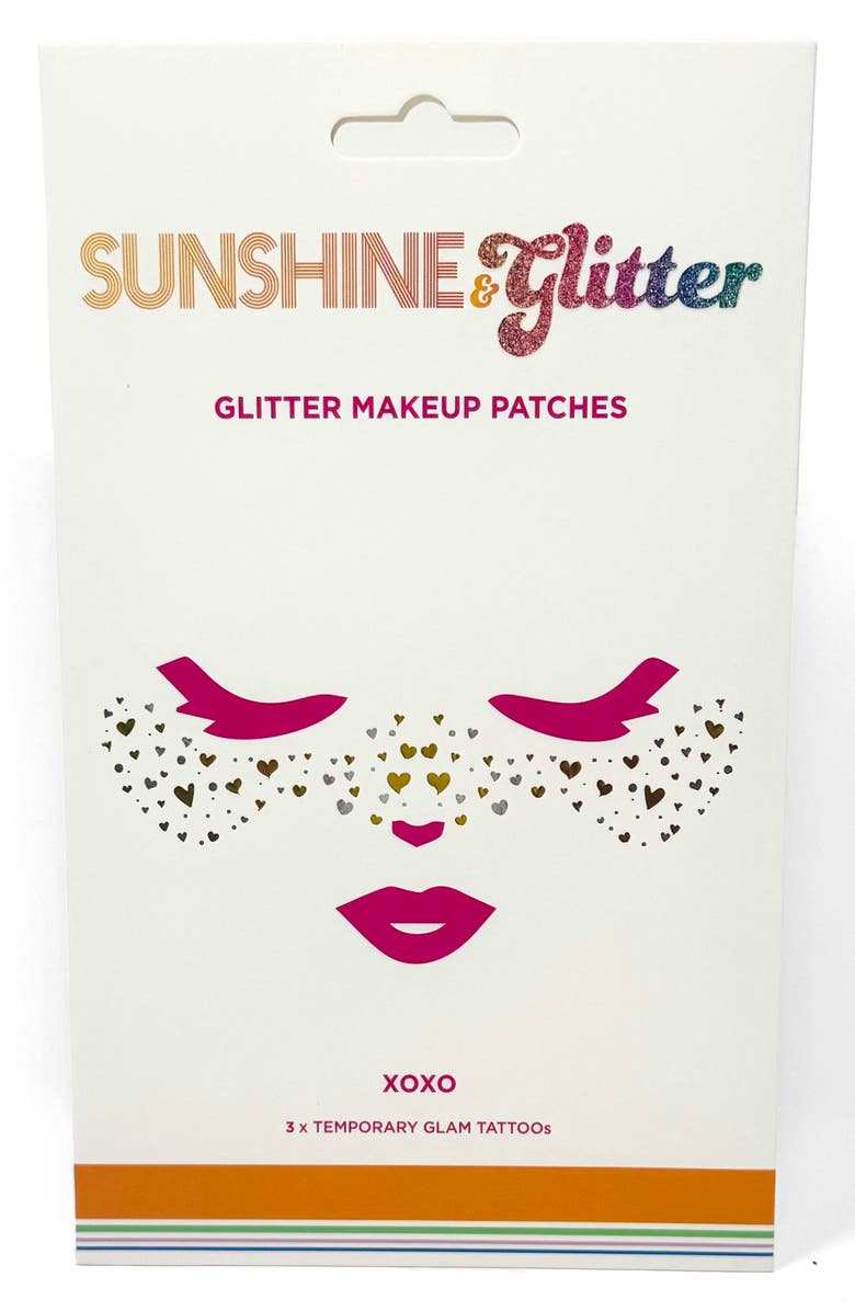 Sunshine & Glitter Kids' XOXO Temporary Tattoos, Alternate, color, Gold