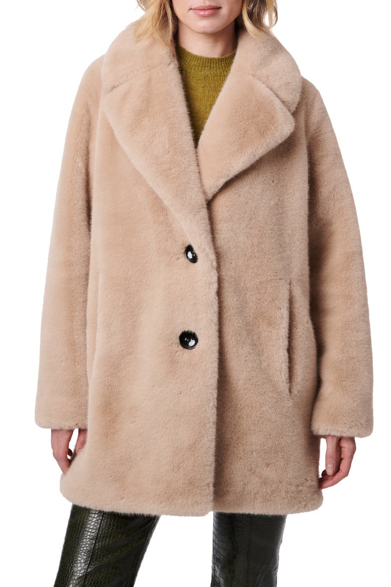 The Sally Faux Fur Coat, Main, color, BEIGE