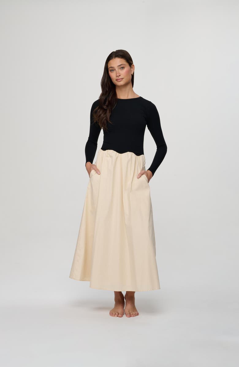 By Tess Collection Brynn Dress, Alternate, color, Black / Cream