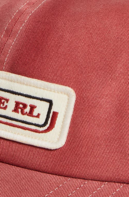 Double Rl Logo Patch Cotton Twill Trucker Hat In Faded Red