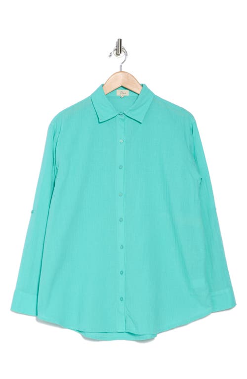 ELAN ELAN OVERSIZE LONG SLEEVE COVER-UP BUTTON-UP SHIRT 