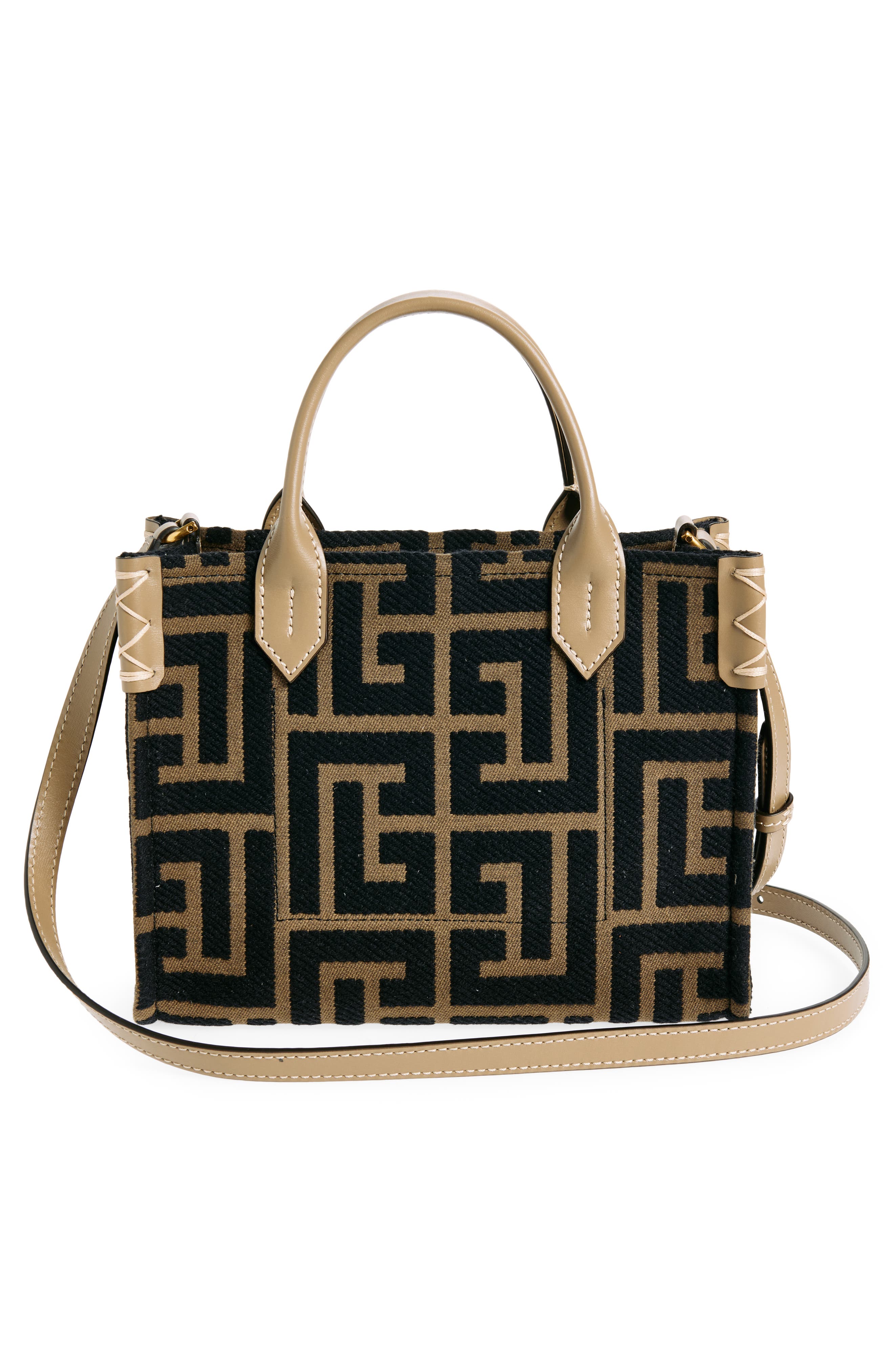 Balmain Small B-Army Logo Canvas Shopper Tote, Alternate, color, 