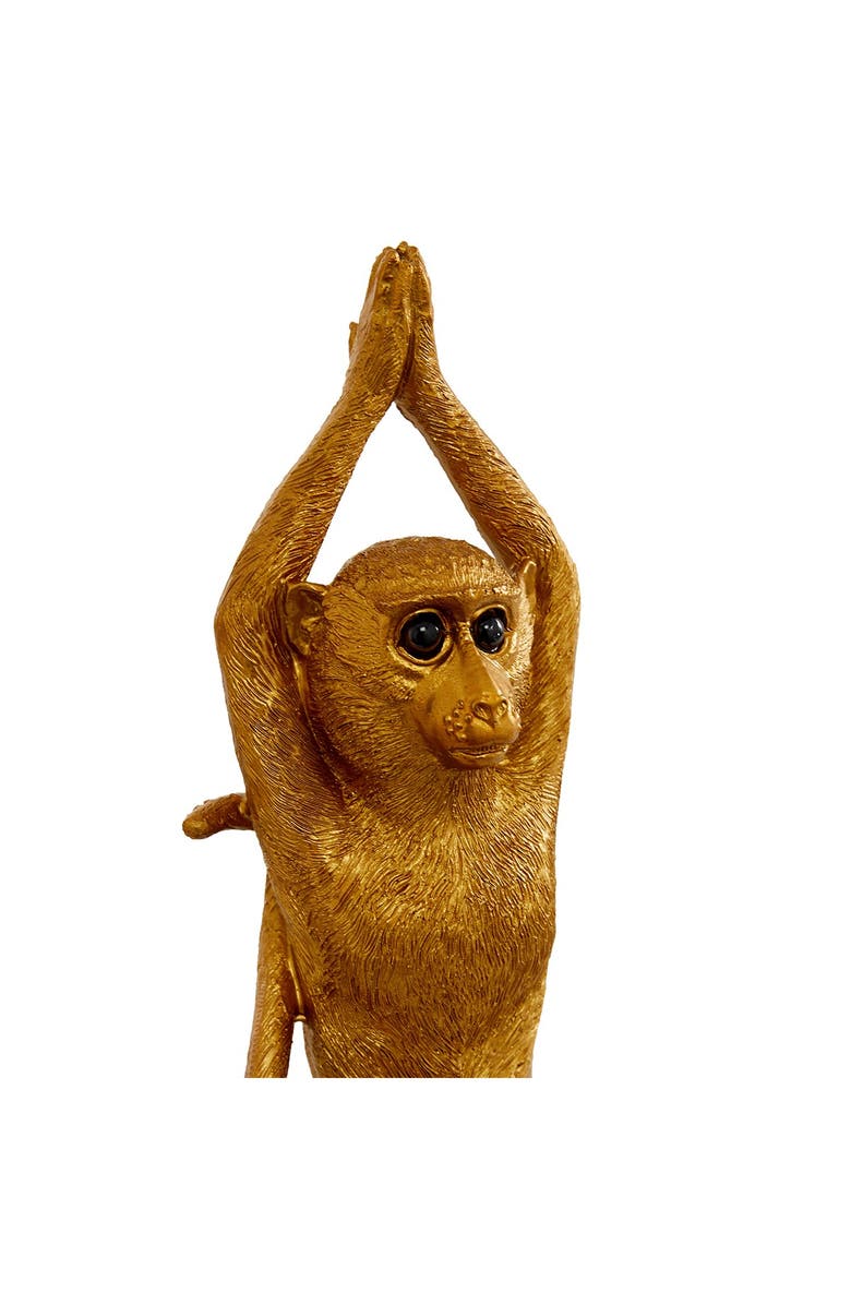 WILLOW ROW Goldtone Polystone Eclectic Monkey Sculpture - Set of 3, Alternate, color, Gold