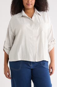 MAX STUDIO Stripe Button-Up Shirt