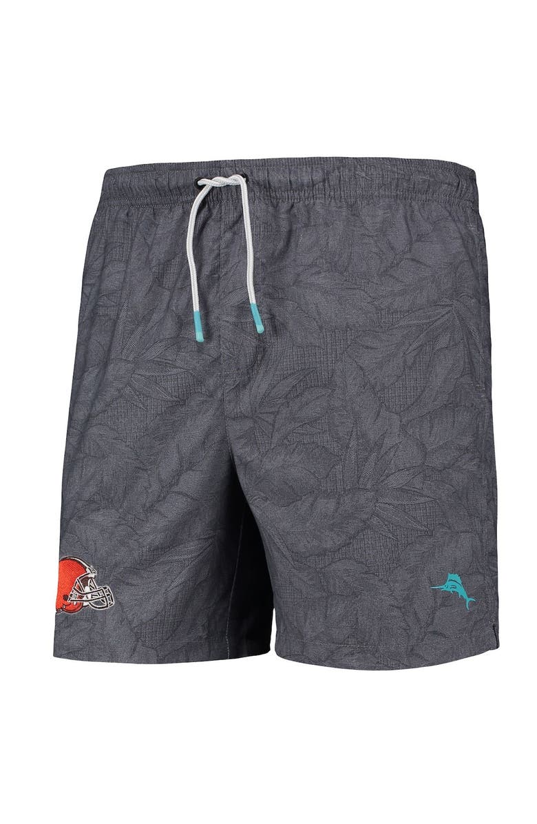 Tommy Bahama Men's Tommy Bahama Black Cleveland Browns Naples Layered Leaves Swim Trunks, Alternate, color,