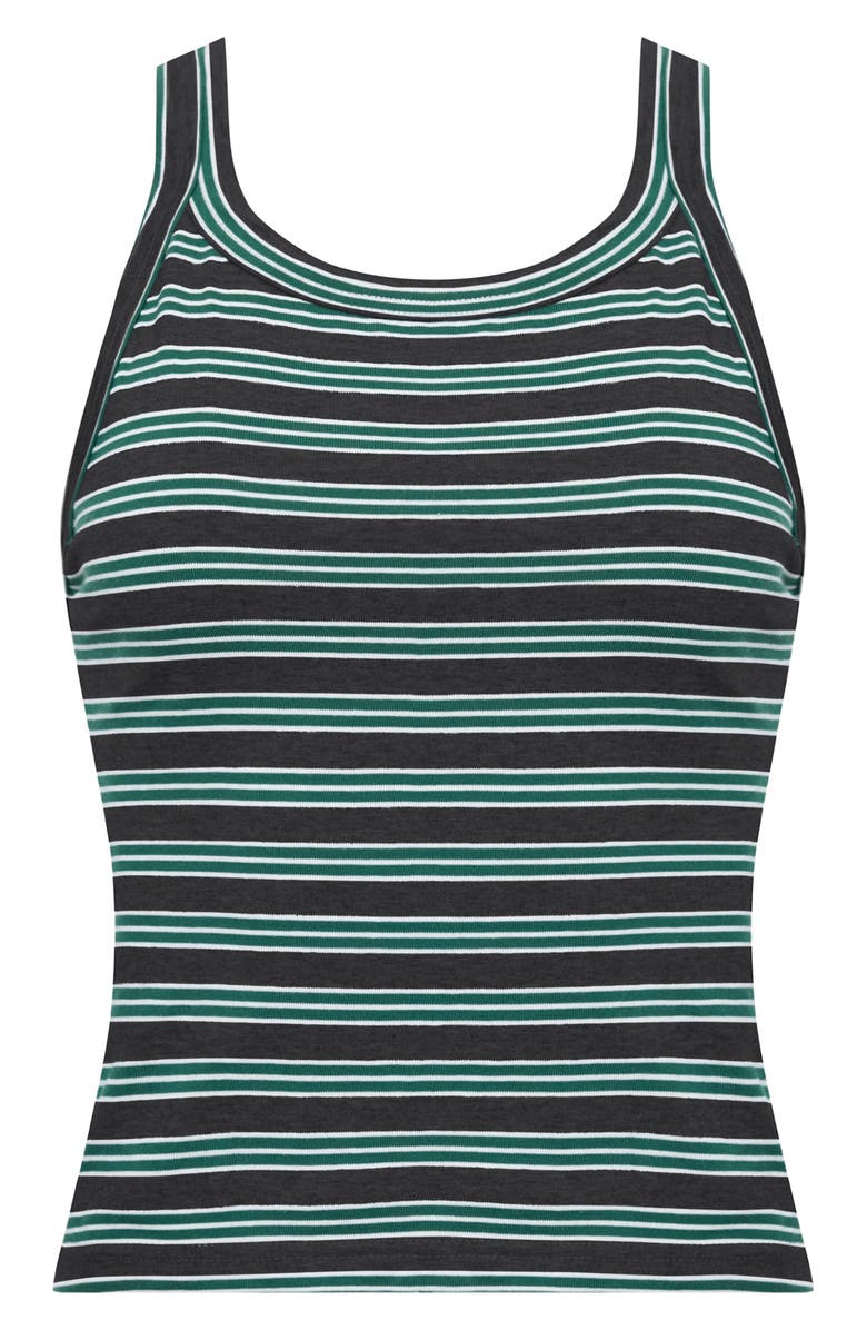 LIONESS Lucky Stripe Cotton Tank, Alternate, color, Onyx Moss