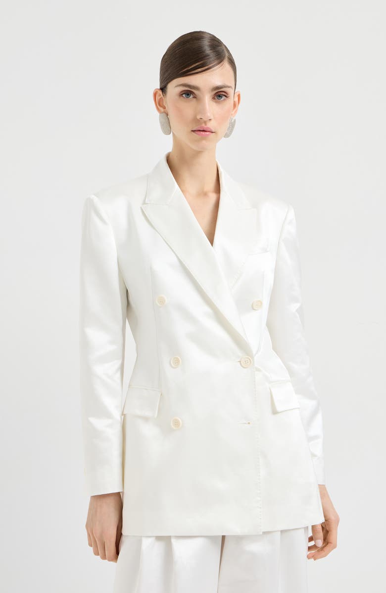 Brunello Cucinelli Satin blazer with monili, Alternate, color, White