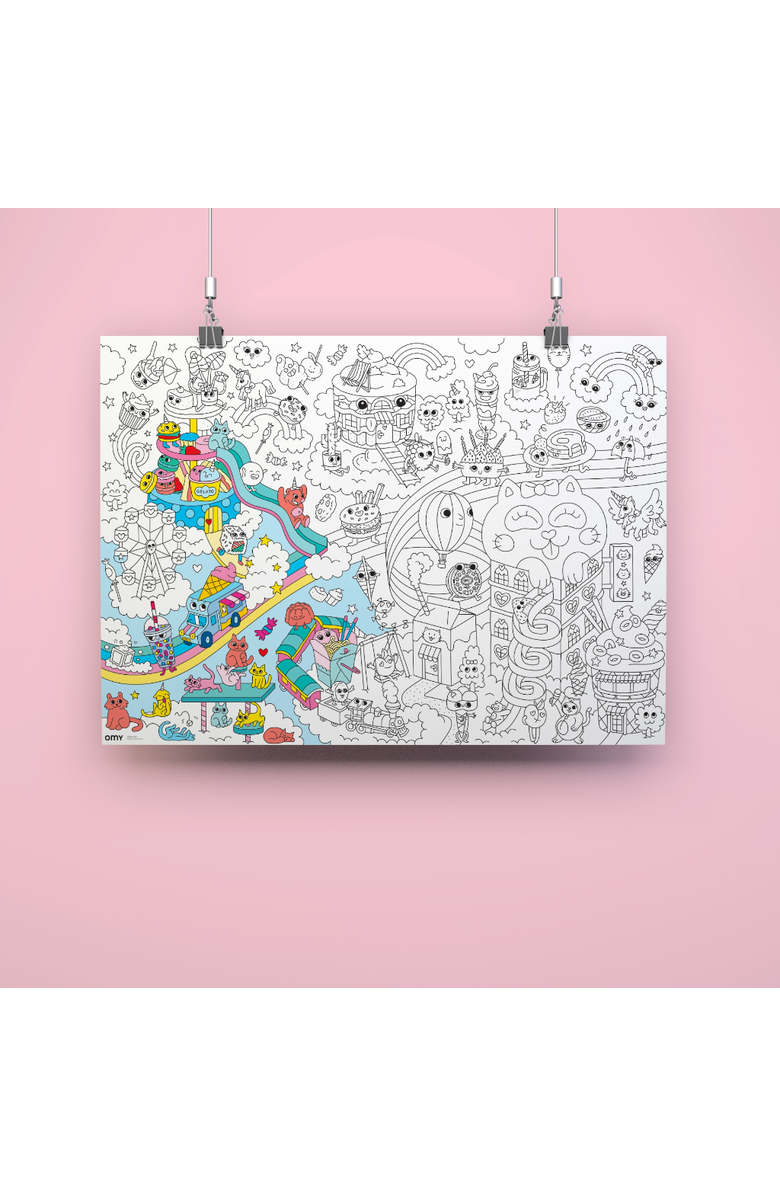 OMY Giant coloring poster Kawaii, Alternate, color, Pink