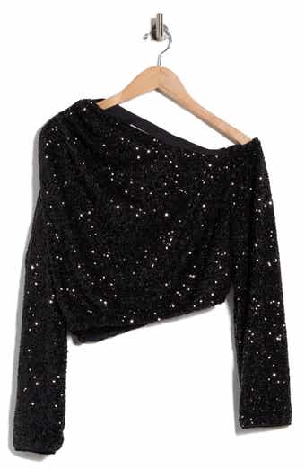Belle Sequin One-Shoulder Top