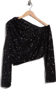 DVF Belle Sequin One-Shoulder Top