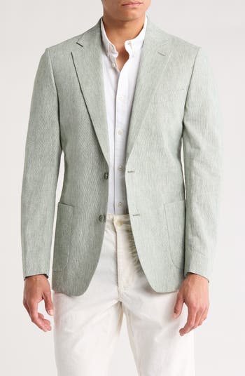 Crosshatch Notch Lapel Linen & Cotton Sport Coat