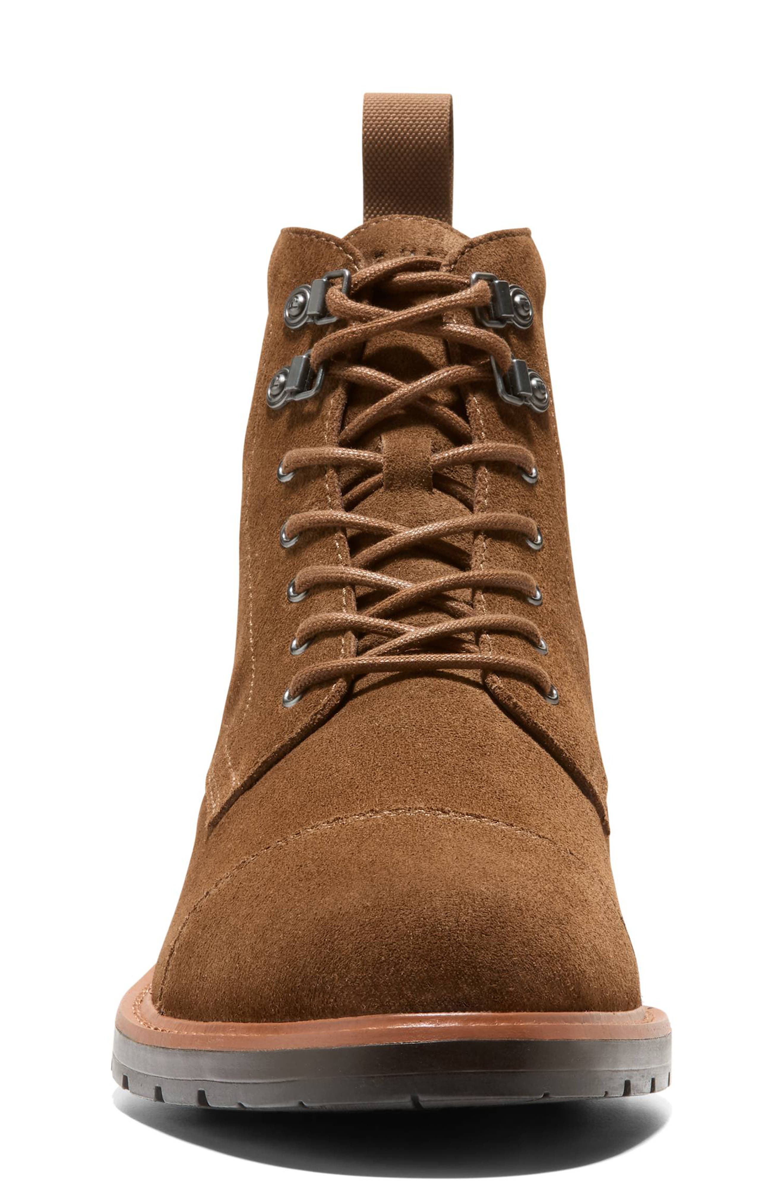 Cole Haan Chamberlain Cap Toe Boot, Alternate, color, Spiced Brown Suede /Dark Brown