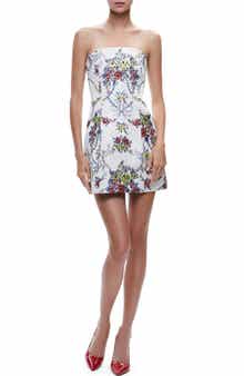Velia Floral Brocade Strapless Minidress