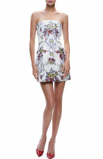 Velia Floral Brocade Strapless Minidress