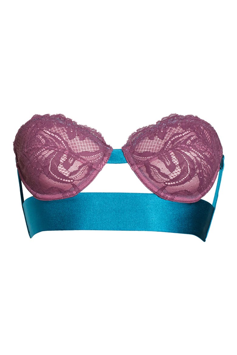 Clementine Lace Strapless Underwire Bra, Alternate, color, WINE