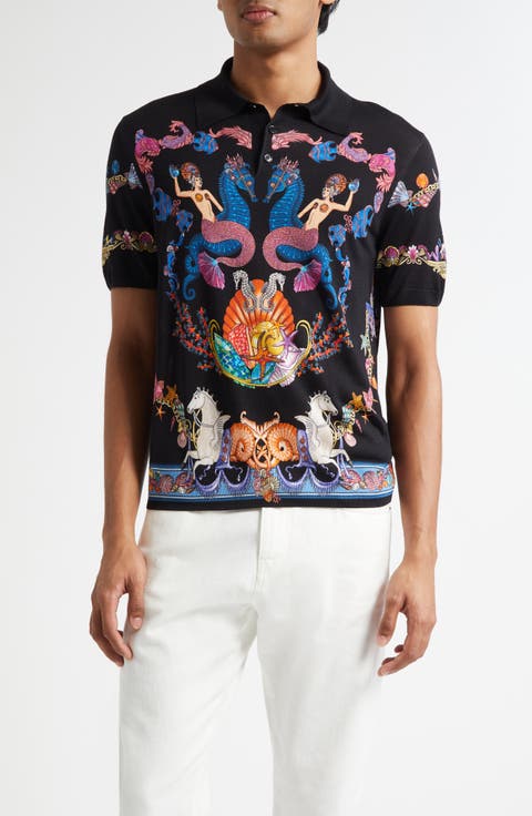 Coral Theater Silk Polo Sweater