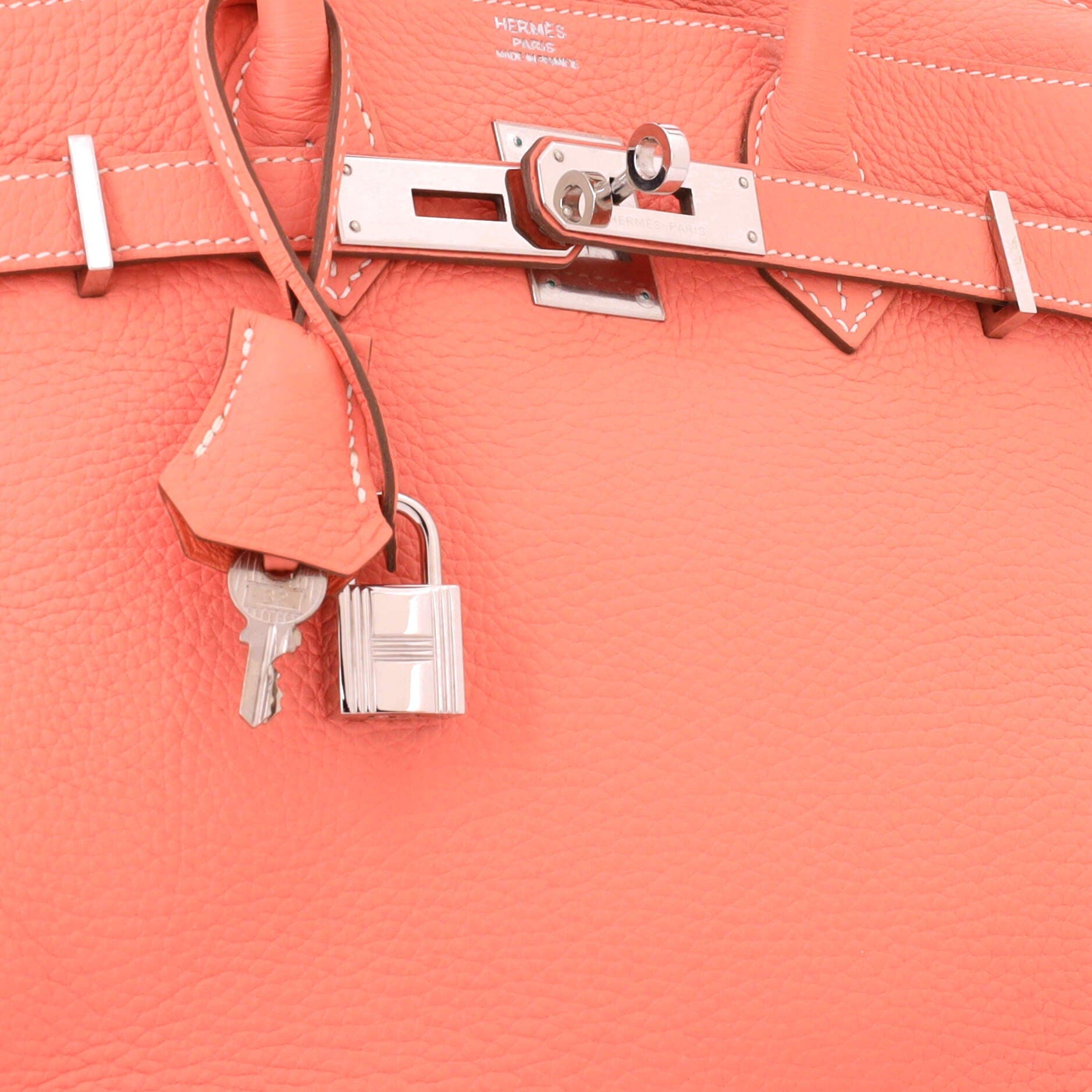 Pre-Owned Hermes Birkin Handbag Pink Clemence with Palladium Hardware 30, Alternate, color, Crevette