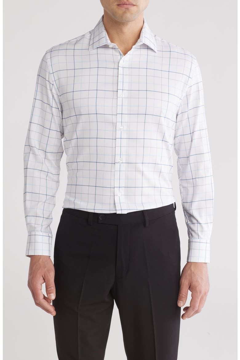 All Season Slim Fit Stretch Dress Shirt, Main, color, GREY MULTI