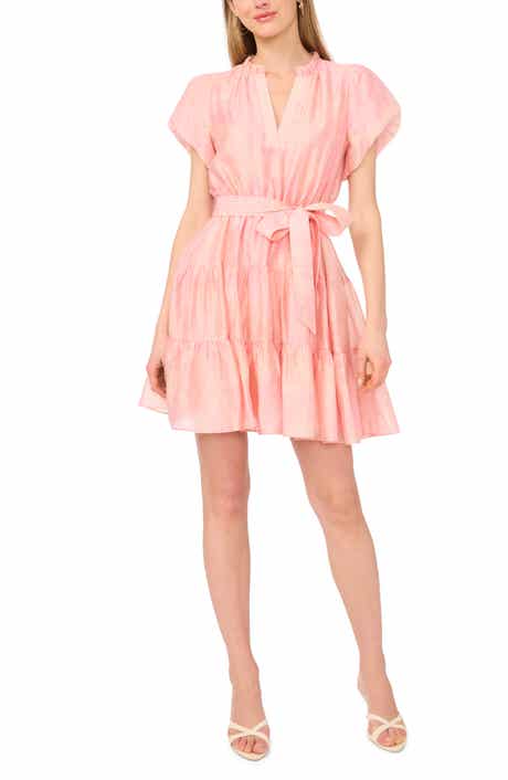 Tie Waist Tiered Ruffle Dress