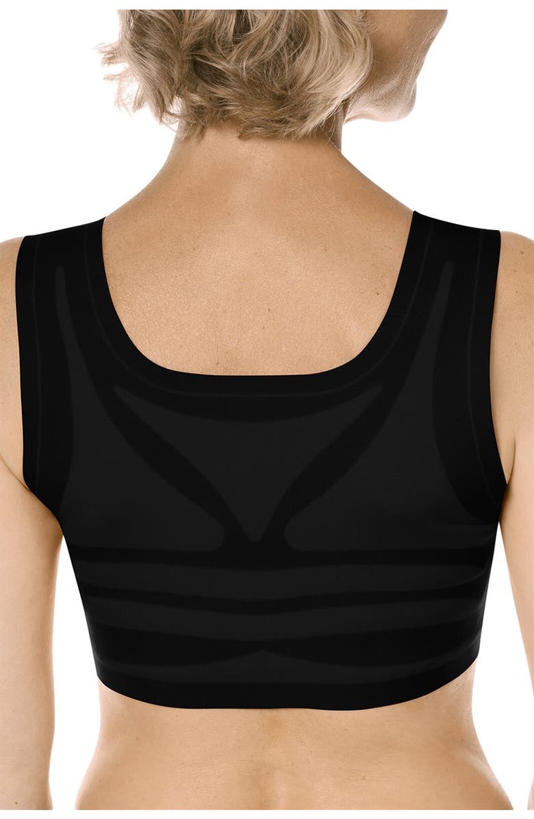 Amoena Lymph Flow Wire-Free Front Closure Bra, Alternate, color, Black