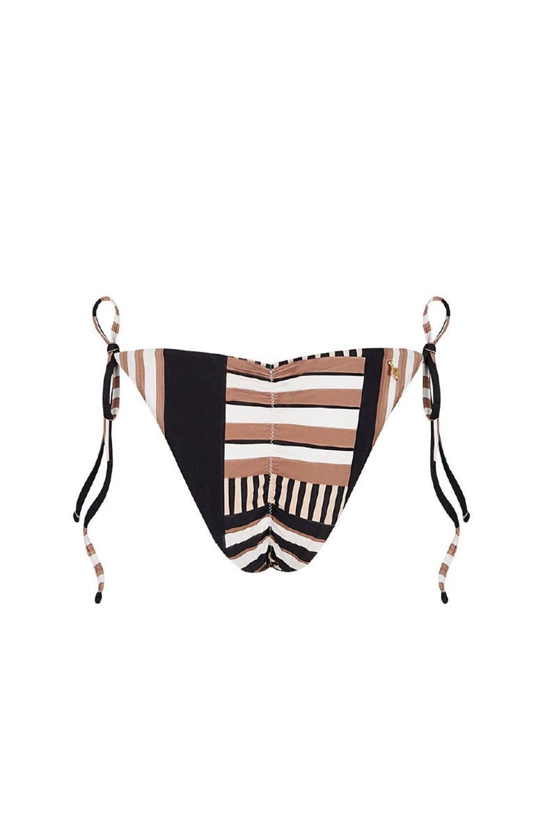 Ancestral Lines Print Bora Bora Cheeky Tie Side Bottom, Alternate, color, BLACK LINES