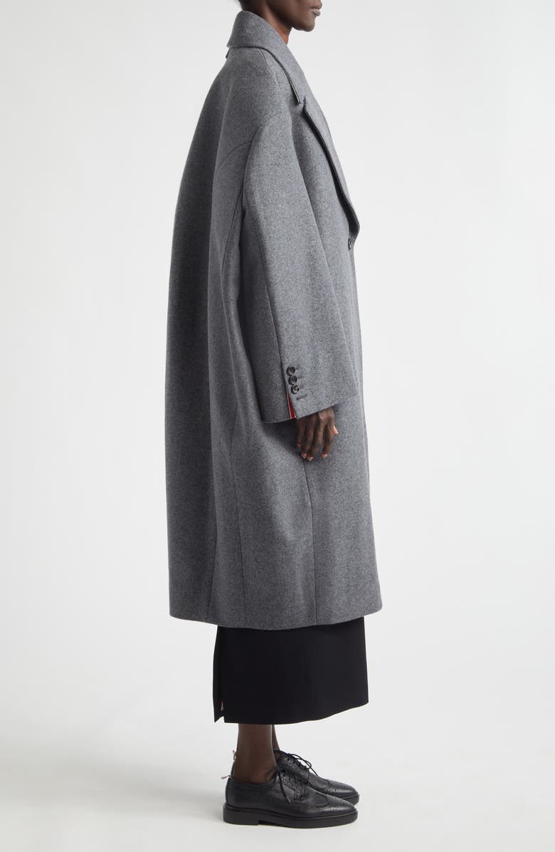 Thom Browne Melton Wool Cocoon Coat, Alternate, color, Dark Grey