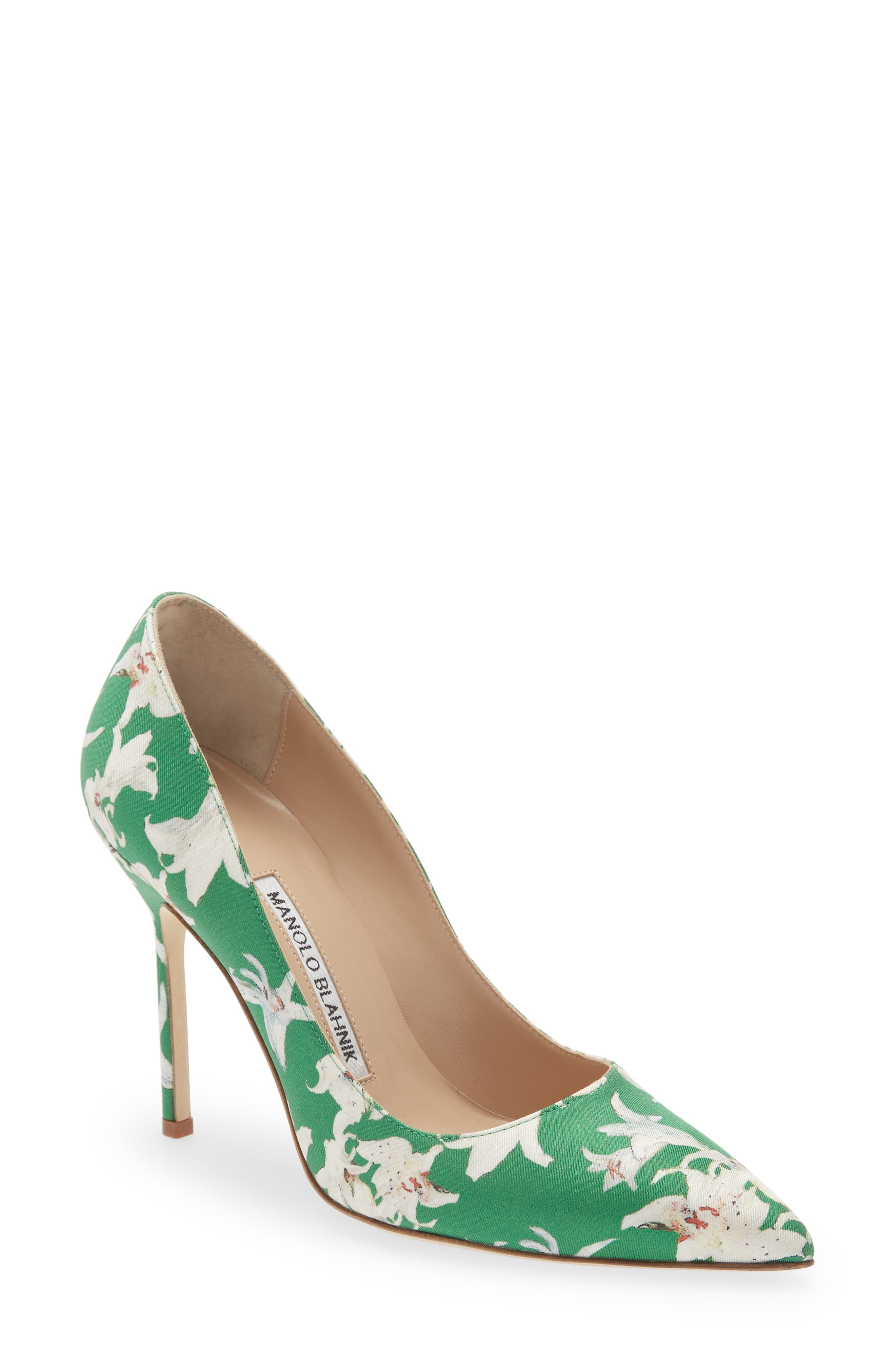 Manolo Blahnik BB Floral Print Pointed Toe Pump, Main, color, 
