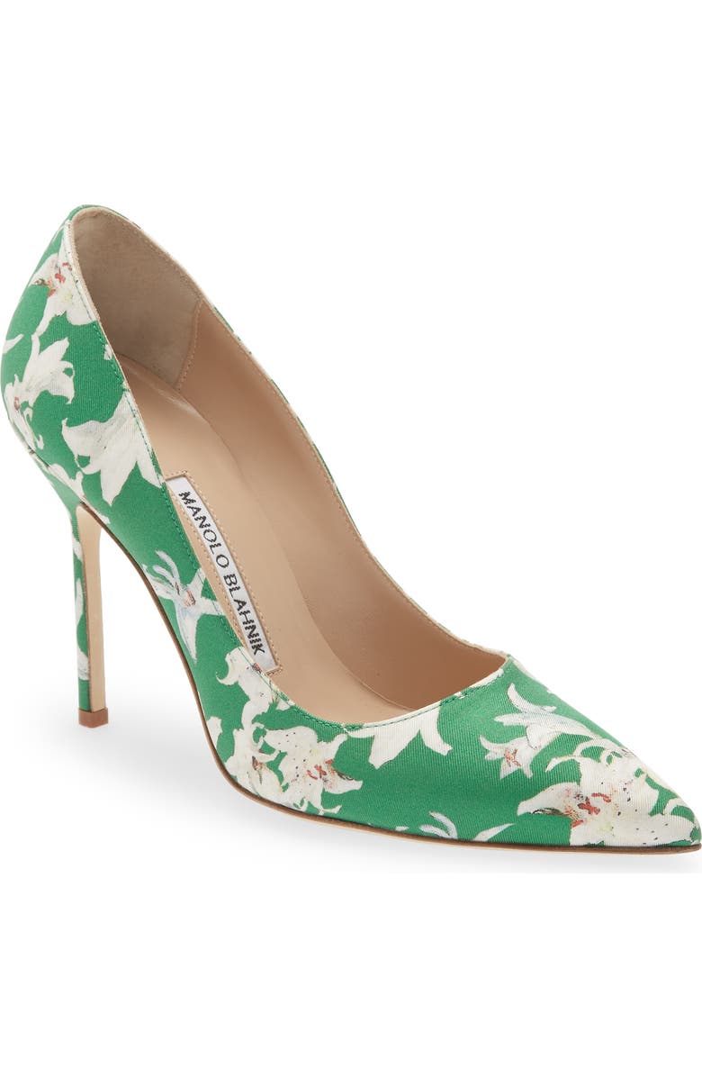 Manolo Blahnik BB Floral Print Pointed Toe Pump, Main, color,