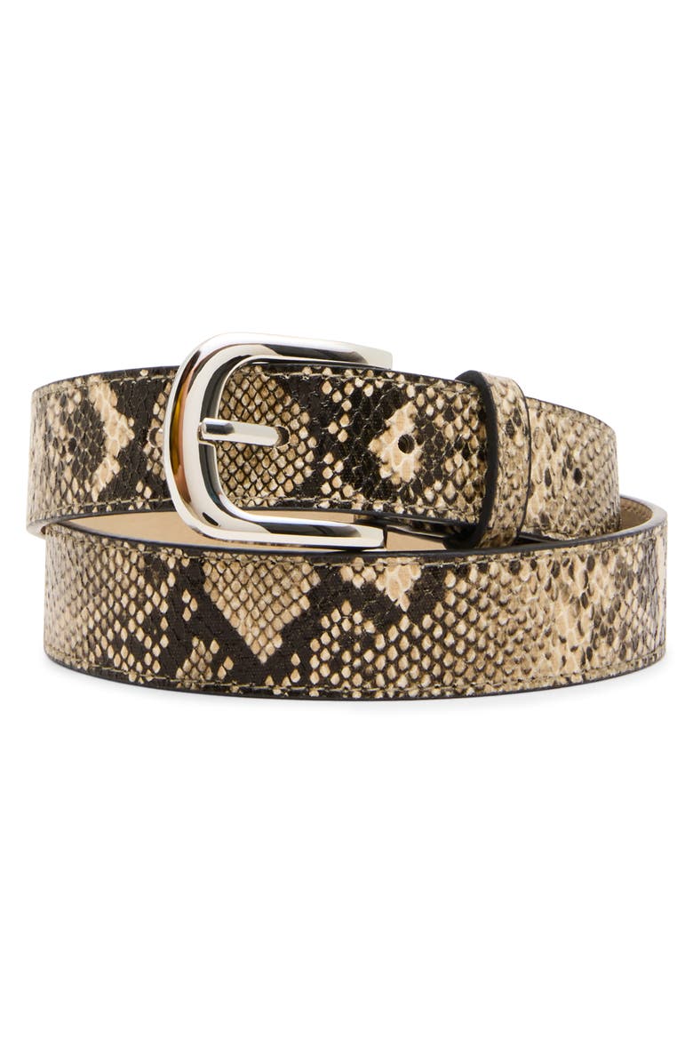Set of 2 Faux Leather & Faux Snakeskin Belts, Alternate, color, DK BROWN/ TAUPE