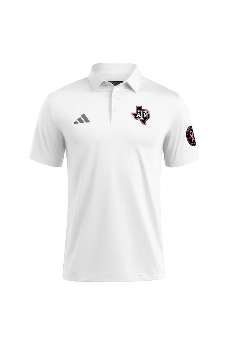 Men's adidas White Texas A&M Aggies Wear Pink Breast Cancer Awareness Polo, Alternate, color, White