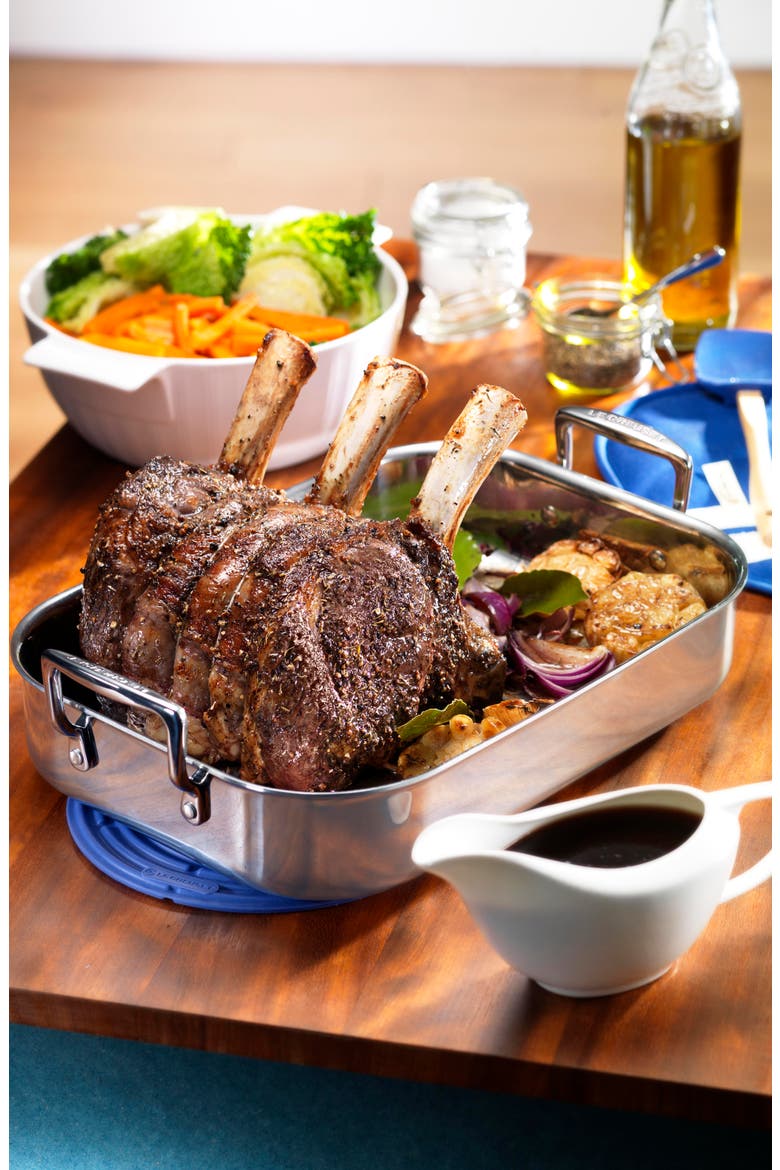 Classic Rectangular Roasting Pan & Rack, Alternate, color, SILVER