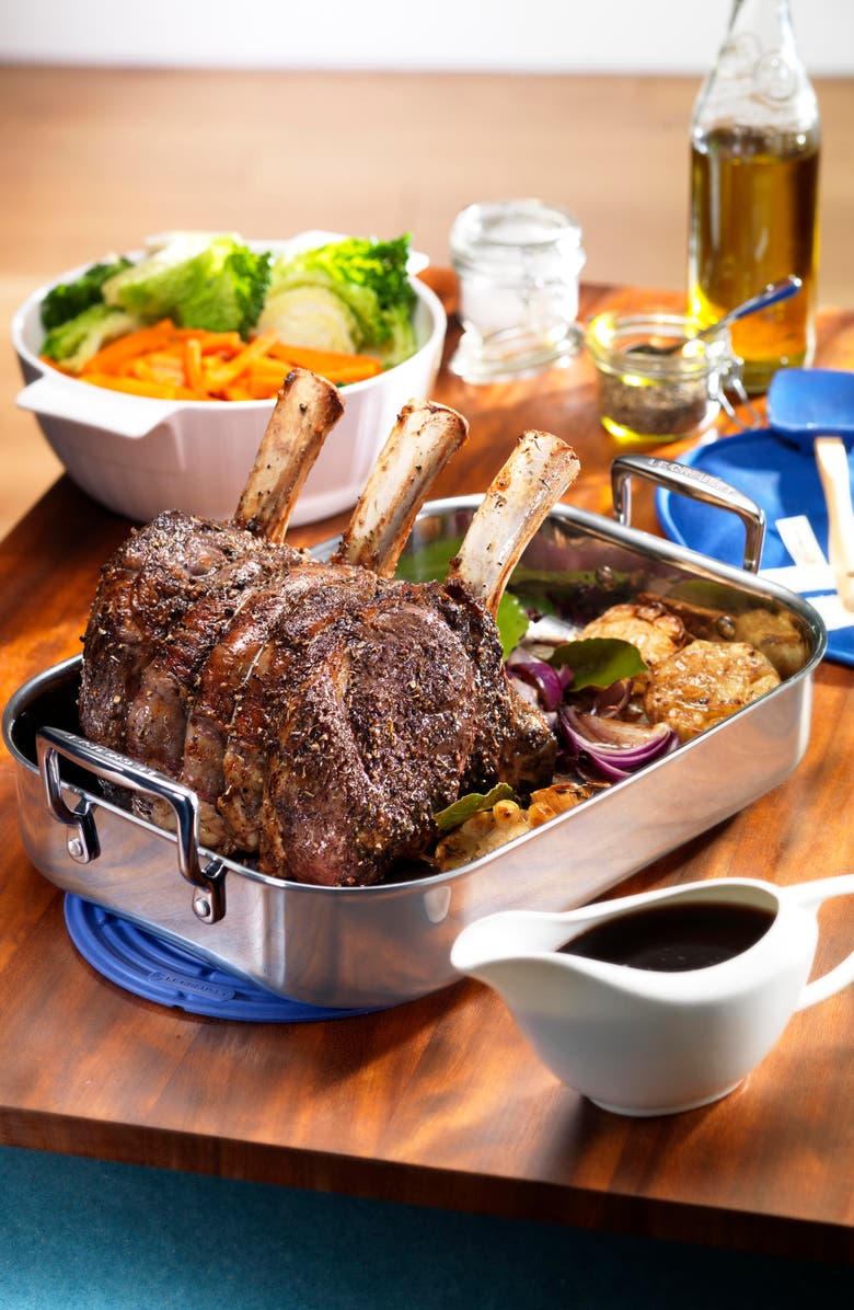 Le Creuset Classic Rectangular Roasting Pan & Rack, Alternate, color, Silver