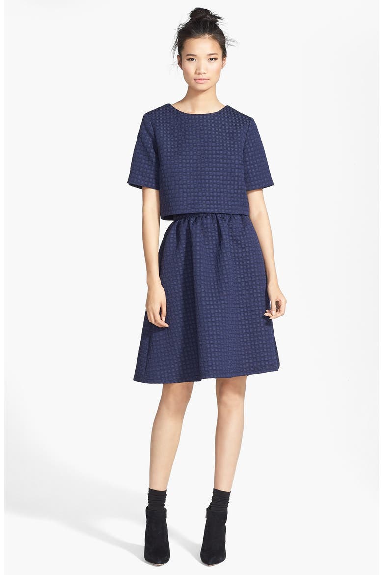 Textured Full Midi Skirt (Nordstrom Exclusive), Alternate, color, NAVY