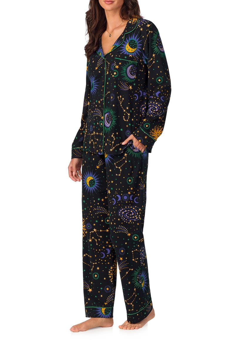 Print Stretch Organic Cotton Jersey Pajamas, Alternate, color, NIGHT SKY