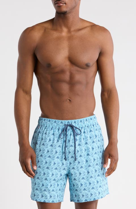 Palm Grid Swim Trunks