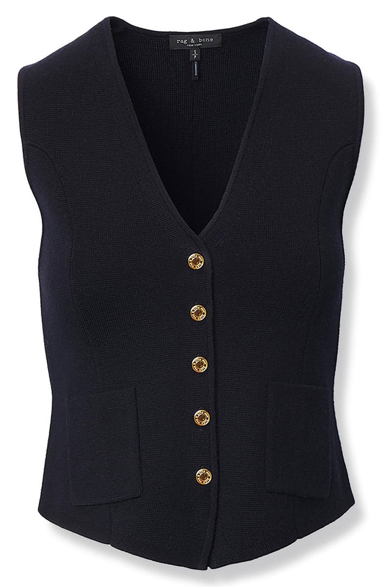 rag & bone Portia Wool Vest, Alternate, color, Navy