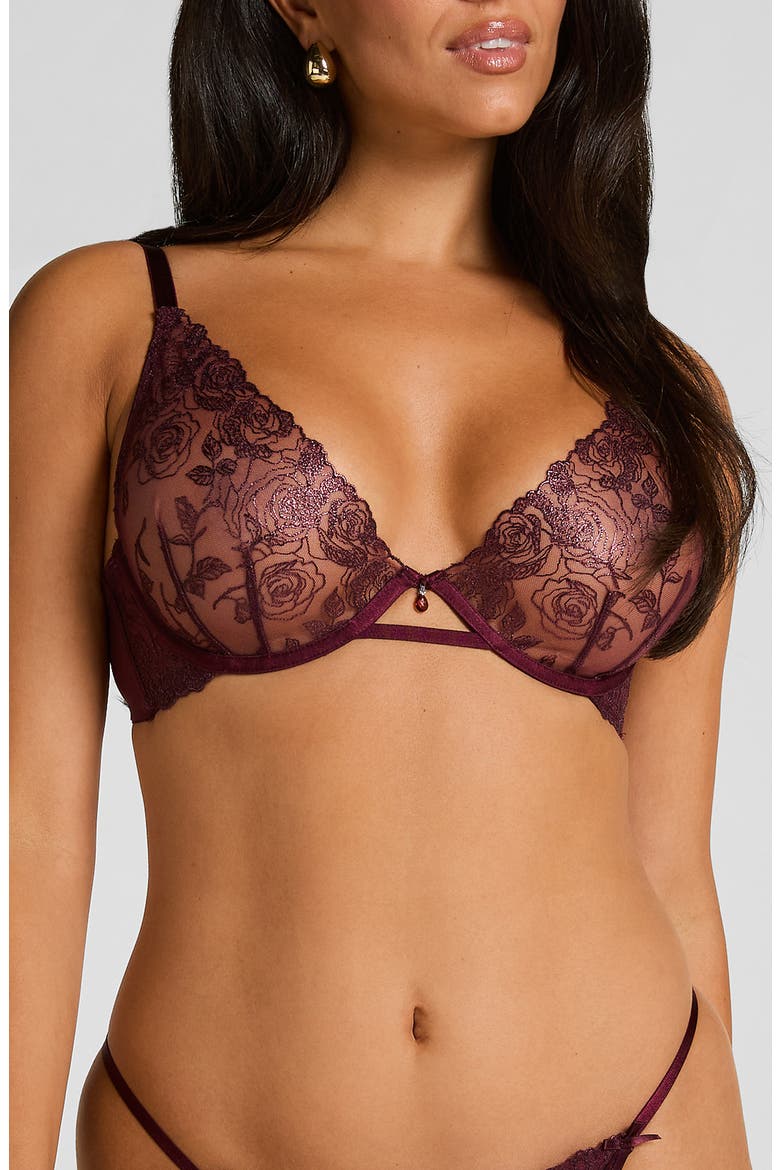 Hollie Embroidered Mesh Underwire Bra, Main, color, FIG