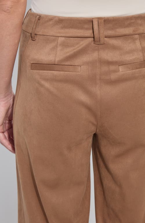 Lyssé Vionette Vegan Suede Wide Leg Trouser Curvy In Brown