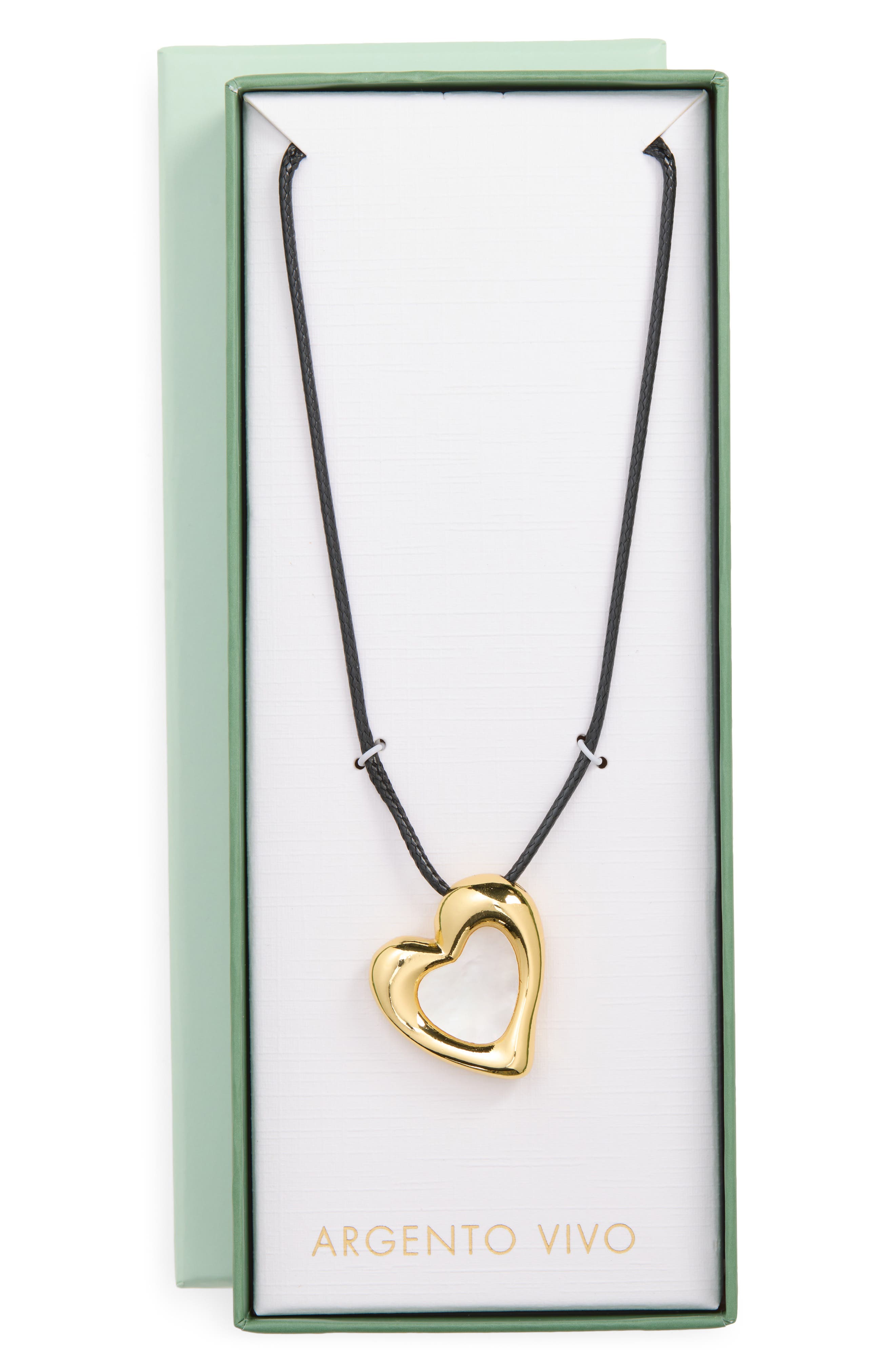 Mother-of-Pearl Heart Pendant Cord Necklace