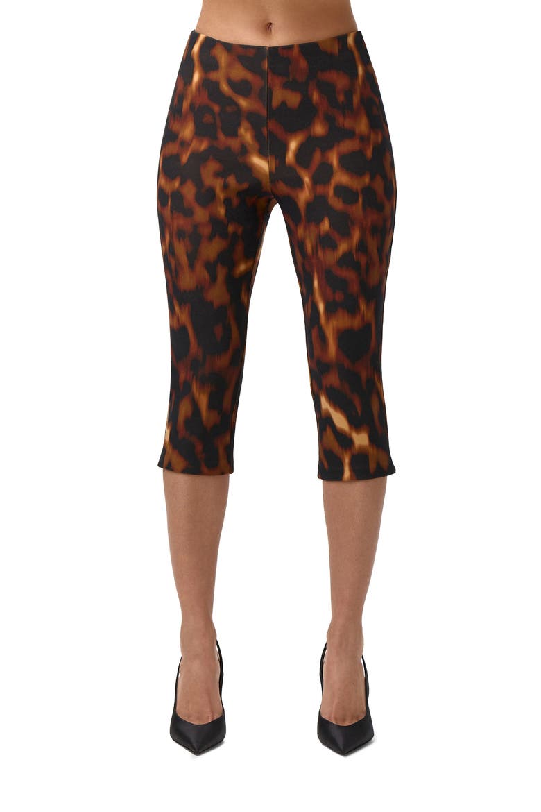 Print Ponte Crop Leggings, Main, color, TORTOISE