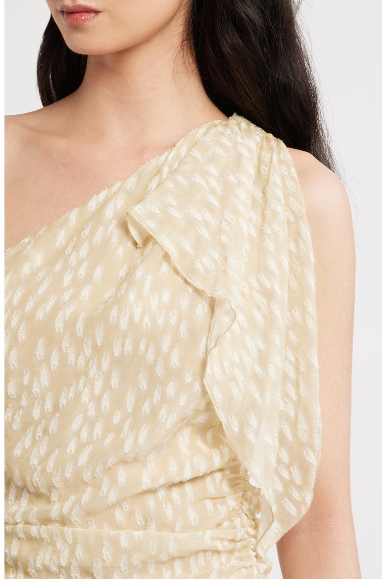 Corinne Dot Jacquard One-Shoulder Top, Alternate, color, LIGHT BEIGE